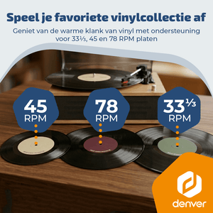 Denver Platenspeler - Ingebouwde speakers - Retro - Auto stop - VPB262