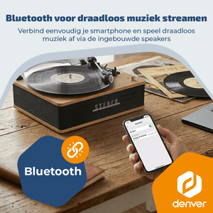 Denver Platenspeler - Ingebouwde speakers - Retro - Auto stop - VPB262