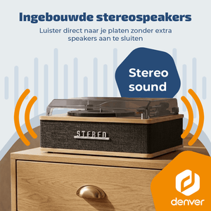Denver Platenspeler - Ingebouwde speakers - Retro - Auto stop - VPB262