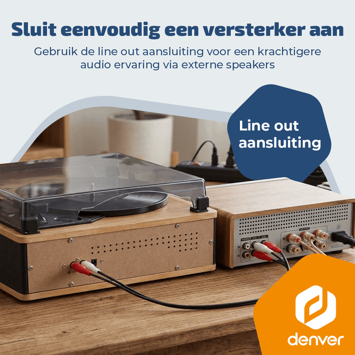 Denver Platenspeler - Ingebouwde speakers - Retro - Auto stop - VPB262