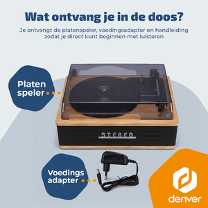Denver Platenspeler - Ingebouwde speakers - Retro - Auto stop - VPB262