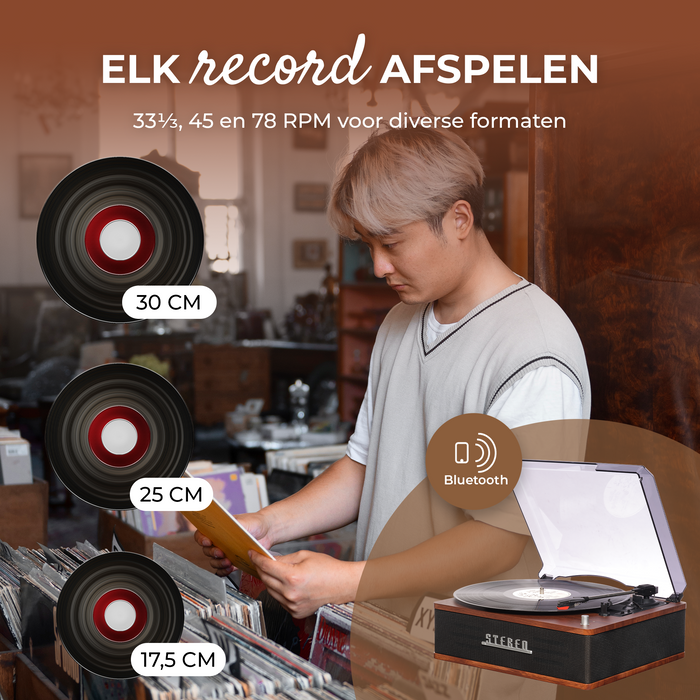 Denver Platenspeler - Ingebouwde speakers - Retro - Auto stop - VPB262