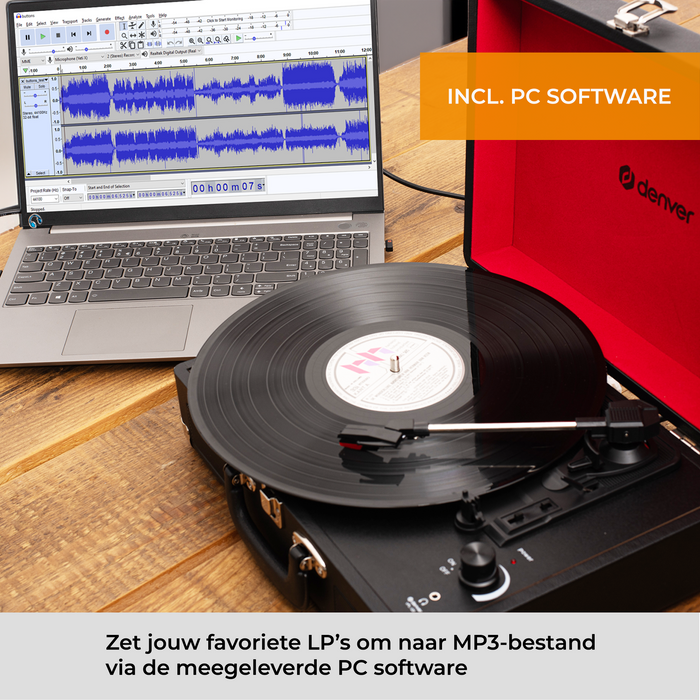 Denver Platenspeler - Ingebouwde Speakers - Incl. PC Software - Auto-stop - Retro - VPL120
