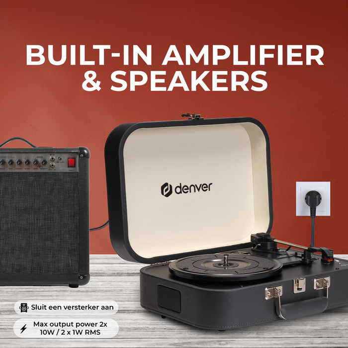 Denver Platenspeler - Ingebouwde Speakers en Versterker - Incl. PC Software - Auto-stop - Retro - VPL130