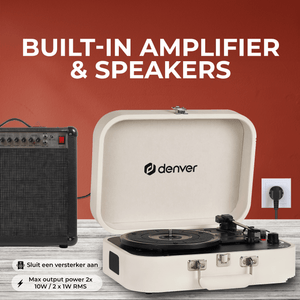Denver Platenspeler - Ingebouwde Speakers en Versterker - Incl. PC Software - Auto-stop - Retro - VPL130