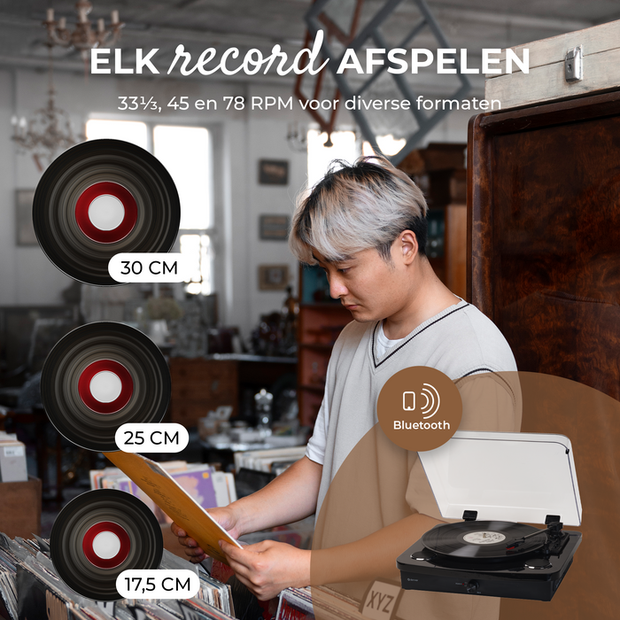 Denver Platenspeler Dual Bluetooth - Ingebouwde Speakers - USB - Retro - VPL230