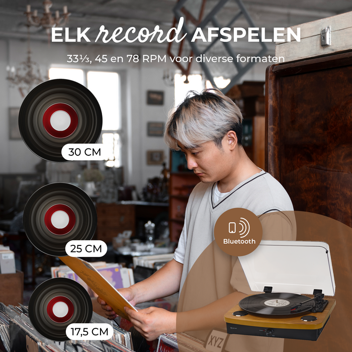 Denver Platenspeler Dual Bluetooth - Ingebouwde Speakers - USB - Retro - VPL230