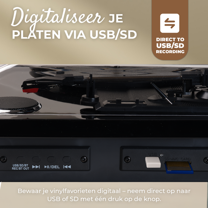 Denver Platenspeler Dual Bluetooth - Ingebouwde Speakers - USB - Retro - VPL230