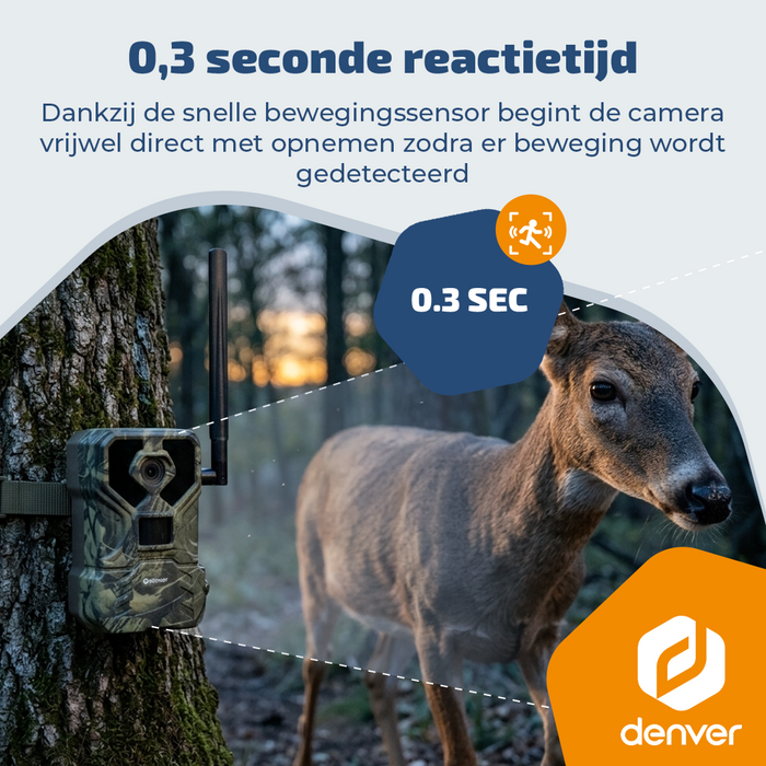 Denver Wildcamera met Nachtzicht en 4G verbinding - Live streaming - 4K Ultra HD video - 48MP Foto – 120 graden zicht - IP66 waterbestending - TrailCam Go app – WCL8060