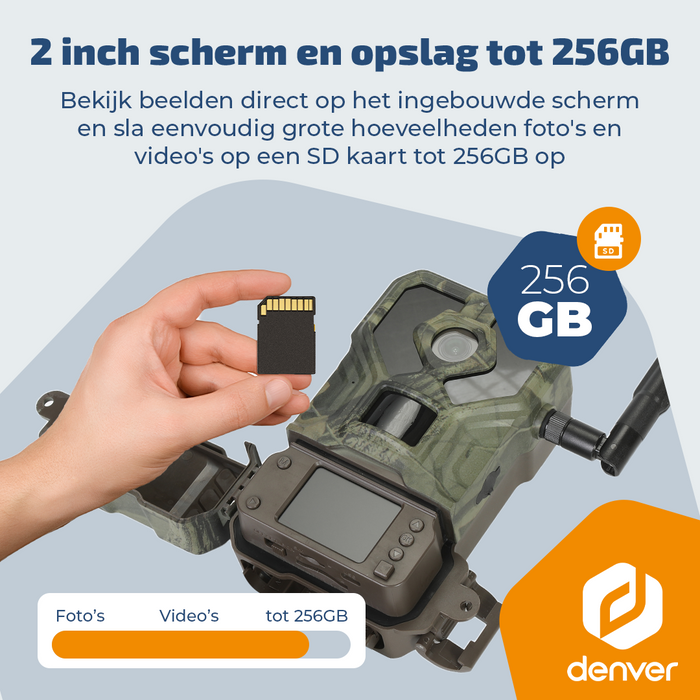 Denver Wildcamera met Nachtzicht en 4G verbinding - Live streaming - 4K Ultra HD video - 48MP Foto – 120 graden zicht - IP66 waterbestending - TrailCam Go app – WCL8060