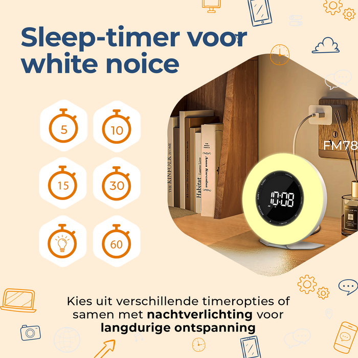 Denver Wake Up Light - FM Wekkerradio - Snooze - Lichtwekker - White Noise - CRL342