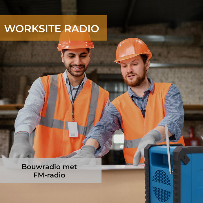 Denver Bouwradio - Bluetooth - met Accu - AUX - FM - USB-C - Spatwaterdicht - WRB60