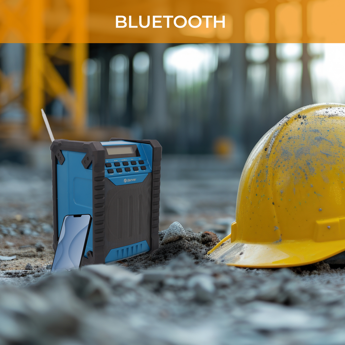 Denver Bouwradio - Bluetooth - met Accu - AUX - FM - USB-C - Spatwaterdicht - WRB60