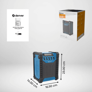 Denver Bouwradio FM - Bluetooth - Accu - USB-C - Spatwaterdicht - WRB60 - Denvershop
