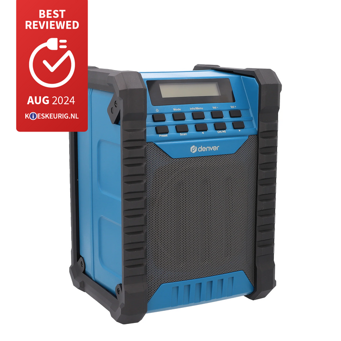 Denver Bouwradio DAB - Bluetooth - Accu - USB-C - Spatwaterdicht - WRD60 - Denvershop