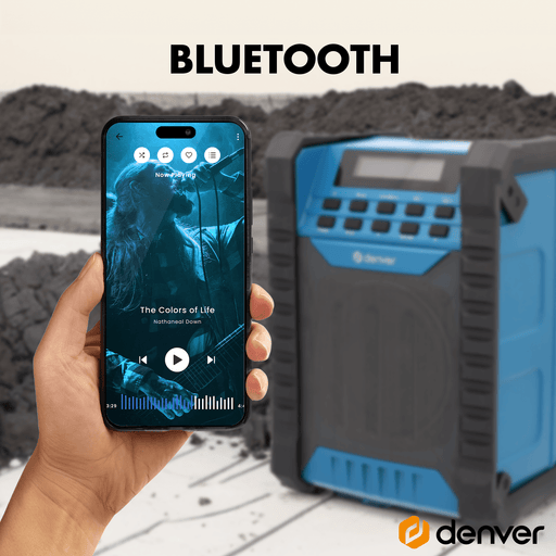 Denver Bouwradio DAB - Bluetooth - Accu - USB-C - Spatwaterdicht - WRD60 - Denvershop