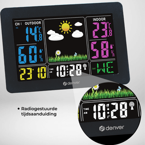 Denver Weerstation binnen en buiten - Draadloos Weerstation met Buitensensor - Radiogestuurde Tijd - WS540