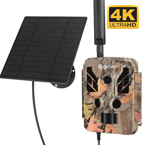 Denver Wildcamera met Nachtzicht en 4G verbinding - Live streaming - 4K Ultra HD video - 48MP - Zonne-energie - TrailCam Go app - WSL8050