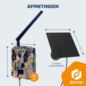 Denver Wildcamera met Nachtzicht en 4G verbinding - Live streaming - 4K Ultra HD video - 48MP - Zonne-energie - TrailCam Go app - WSL8050