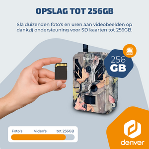 Denver Wildcamera met Nachtzicht en 4G verbinding - Live streaming - 4K Ultra HD video - 48MP - Zonne-energie - TrailCam Go app - WSL8050