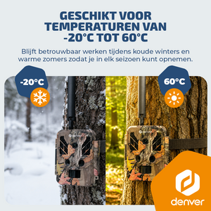 Denver Wildcamera met Nachtzicht en 4G verbinding - Live streaming - 4K Ultra HD video - 48MP - Zonne-energie - TrailCam Go app - WSL8050