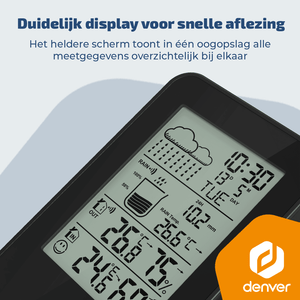 Denver Weerstation - Binnen & Buiten - Hygrometer - Regenmeter - Temperatuur