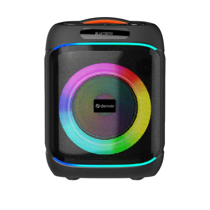 Denver partyspeaker 6,5 inch · discolicht, draadloze microfoon en 5 uur accu