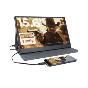 Denver Portable Monitor - Full HD - 15.6" - Draagbare Monitor - Lederen Hoes - HDMI - USB-C - PMO15604