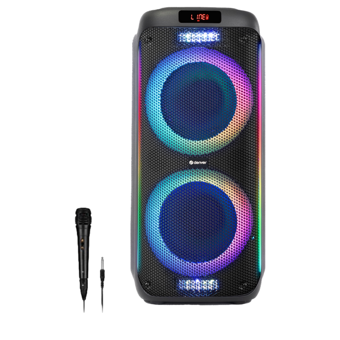 Denver Bluetooth Speaker Party Box - Discolichten - Partybox - Incl. Microfoon - Micro SD / USB / AUX - TSP456