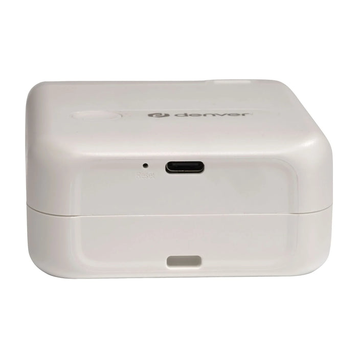 Achterkant van de Denver MBP16 labelprinter met de USB-C-oplaadpoort